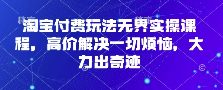 淘宝付费玩法无界实操课程，高价解决一切烦恼，大力出奇迹-KK网创站
