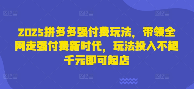 2025拼多多强付费玩法，带领全网走强付费新时代，玩法投入不超千元即可起店-KK网创站
