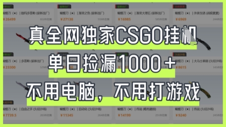 真全网独家CSGO挂G，单日捡漏1k+【揭秘】-KK网创站